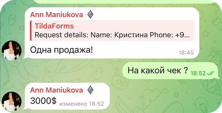 Переписка с клиентом — продажа на 3000$